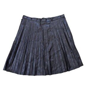 J. Crew Skirt Faux Leather Pleated Midi Knee Length Black Size 12T NEW